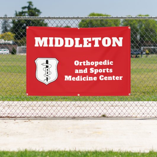 Bright Red Promotional Business Banner with Logo (Insitu)