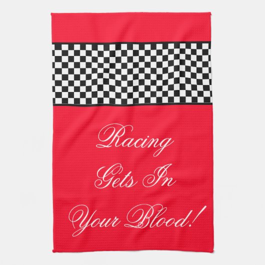 Bright Red Racing Theme Shop Theedoek (Verticaal)