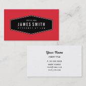 Bright Red Retro Elegant Attorney Visitekaartje (Voorkant / Achterkant)