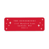 Bright Red Retro Stars Retouradres Etiket (Voorkant)