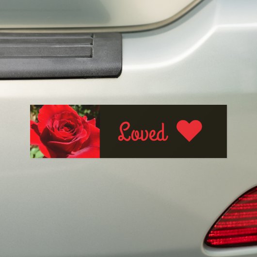 Bright Red Rose Flower Beautiful Floral Bumpersticker (Op auto)