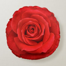 Bright Red Rose Round Pillow