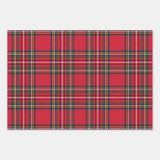 Bright Red Scottish Kerstmis Pset Tartan Inpakpapier Vel (Voorkant 2)