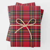 Bright Red Scottish Kerstmis Pset Tartan Inpakpapier Vel (In situ)