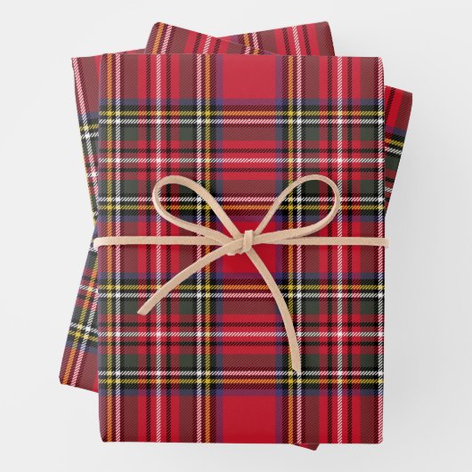 Bright Red Scottish Kerstmis Pset Tartan Inpakpapier Vel (In situ)