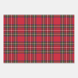 Bright Red Scottish Kerstmis Pset Tartan Inpakpapier Vel