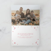 Bright Red Season's Greetings Retro Stars Foto Feestdagen Kaart (Binnen)