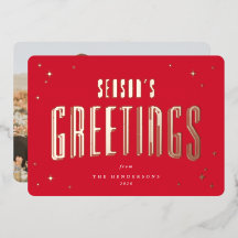 Bright Red Season's Greetings Retro Stars Foto