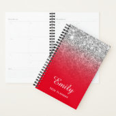 Bright Red Silver Glitter Ombre op maat Planner (Display)