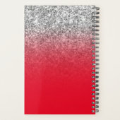 Bright Red Silver Glitter Ombre op maat Planner (Achterkant)