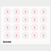 Bright Red Simple Monogram Christmas Envelope Ronde Sticker (Vel)