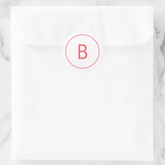 Bright Red Simple Monogram Christmas Envelope Ronde Sticker (Tas)