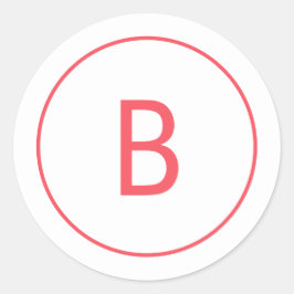 Bright Red Simple Monogram Christmas Envelope Ronde Sticker