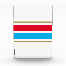 Bright Red Sky Blue Center Racing Stripes op wit