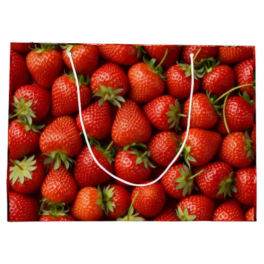 Bright Red Summer Strawberry Harvest Pattern Groot Cadeauzakje (Achterkant)