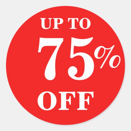 Bright Red tot 75% KORTING op verkoop Zakelijke St Ronde Sticker (Voorkant)