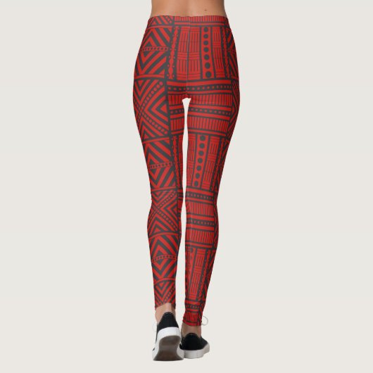 Bright Red Tribe Art Leggings (Achterkant)
