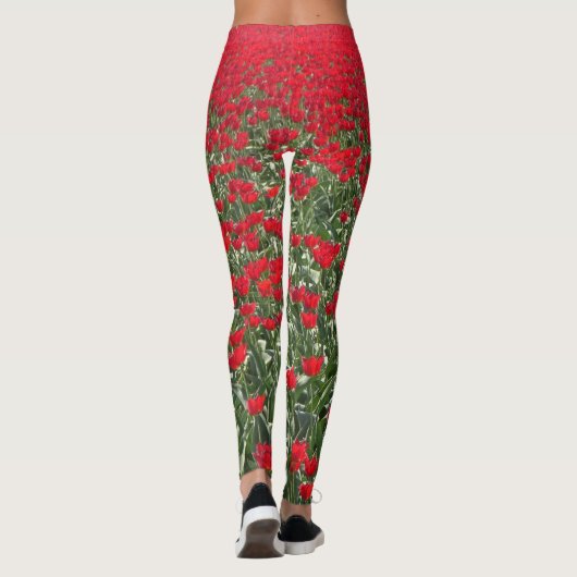 Bright Red Tulips Field Legging (Achterkant)