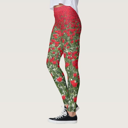 Bright Red Tulips Field Legging (Links)