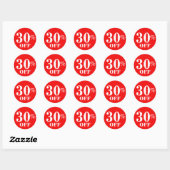 Bright Red White 30% OFF Sale Zakelijke Stickers (Vel)