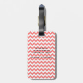 Bright Red White Chevron Black Quatrefoil Monogram Bagagelabel (Achterkant verticaal)