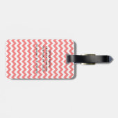 Bright Red White Chevron Black Quatrefoil Monogram Bagagelabel (Achterkant horizontaal)