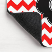 Bright Red White Chevron Black Quatrefoil Monogram Muismat (Hoek)