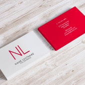 Bright Red White Modern Monogram minimalistisch Ee Visitekaartje