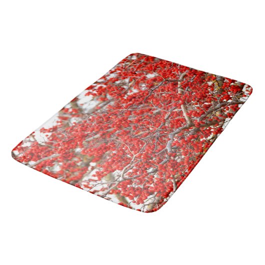 Bright Red Winterberries Holly Tree Berries Badmat (Gekanteld)