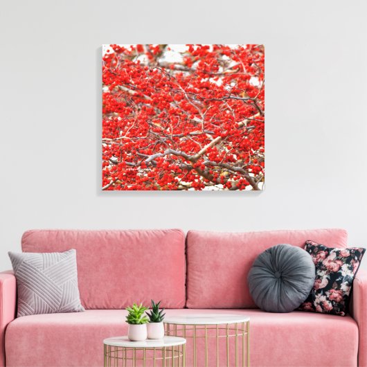 Bright Red Winterberries Holly Tree Berries Canvas Afdruk (Insitu (Woonkamer))