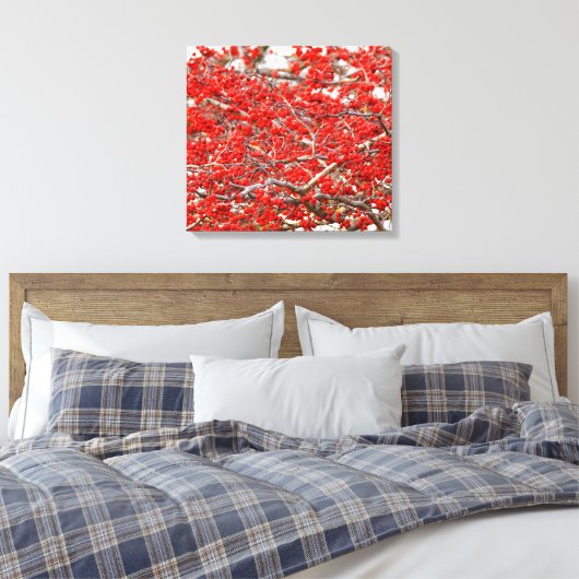 Bright Red Winterberries Holly Tree Berries Canvas Afdruk (Insitu (Slaapkamer))