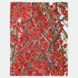 Bright Red Winterberries Holly Tree Berries Fleece Deken