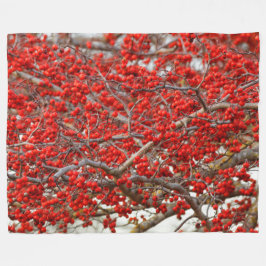 Bright Red Winterberries Holly Tree Berries Fleece Deken