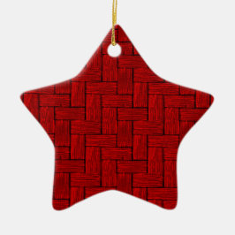 Bright Red Woodwork Star Ornament