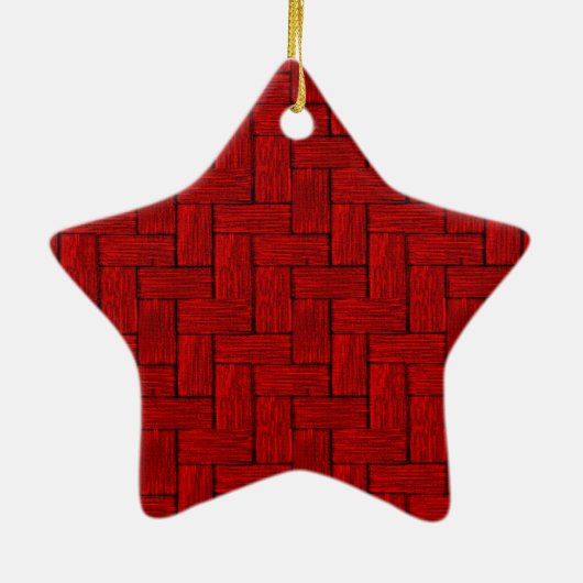 Bright Red Woodwork Star Ornament (Achterkant)