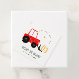 Bright Red Yellow Digger Kinder Any Age Verjaardag Bedankjes Labels