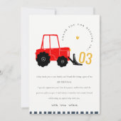 Bright Red Yellow Digger Kinder Any Age Verjaardag Bedankkaart (Voorkant)