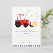 Bright Red Yellow Digger Kinder Any Age Verjaardag Bedankkaart (Staand voorkant)