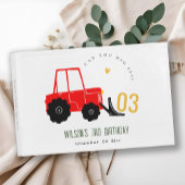 Bright Red Yellow Digger Kinder Any Age Verjaardag Gastenboek