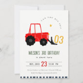 Bright Red Yellow Digger Kinder Any Age Verjaardag Kaart (Voorkant)