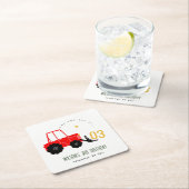 Bright Red Yellow Digger Kinder Any Age Verjaardag Kartonnen Onderzetters (Insitu)