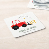 Bright Red Yellow Digger Kinder Any Age Verjaardag Kartonnen Onderzetters (Schuin)