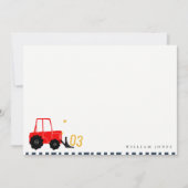 Bright Red Yellow Digger Kinder Any Age Verjaardag Notitiekaartje (Voorkant)