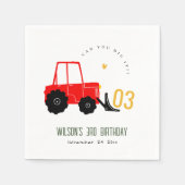 Bright Red Yellow Digger Kinder Any Age Verjaardag Servet (Voorkant)