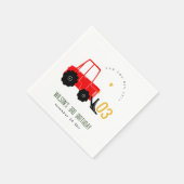 Bright Red Yellow Digger Kinder Any Age Verjaardag Servet (Hoek)