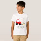 Bright Red Yellow Digger Kinder Any Age Verjaardag T-shirt (Voorkant volledig)