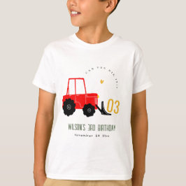 Bright Red Yellow Digger Kinder Any Age Verjaardag T-shirt