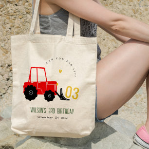 Bright Red Yellow Digger Kinder Any Age Verjaardag Tote Bag