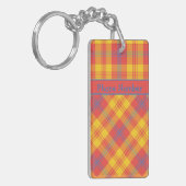 Bright Red Yellow en Blue Plaid Custom Sleutelhang Sleutelhanger (Voorkant Links)