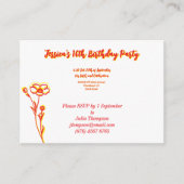 Bright Red & Yellow Floral 16th Birthday Informatiekaartje (Voorkant)